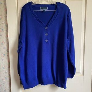 Karen Scott Blue V-Neck Sweater